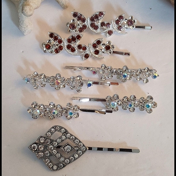 Accessories - 7 Silver Crystal Hair Pins